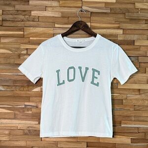Z Supply | Oversized Semi-Cropped T |  L-O-V-E Appliqué | Cream | XS